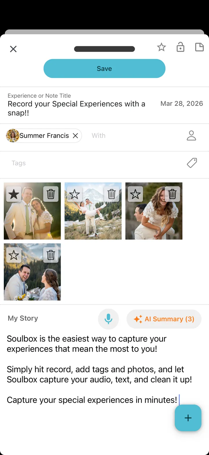 Capturing an experience in Soulbox