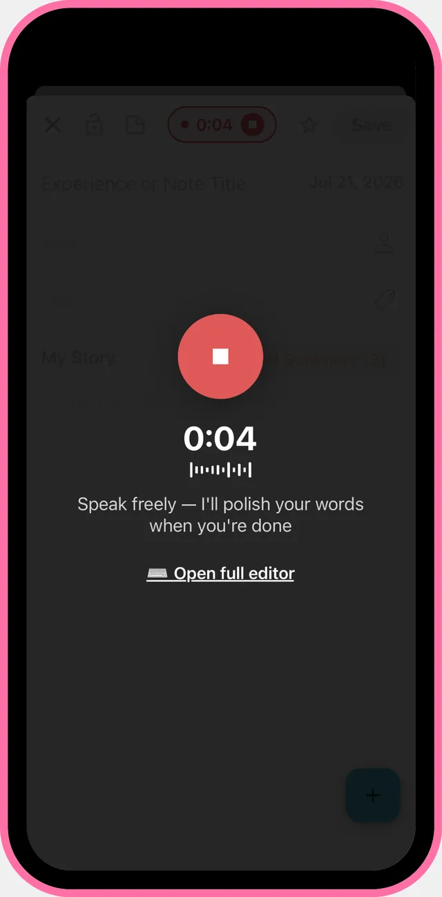 Recording a memory by voice in Soulbox